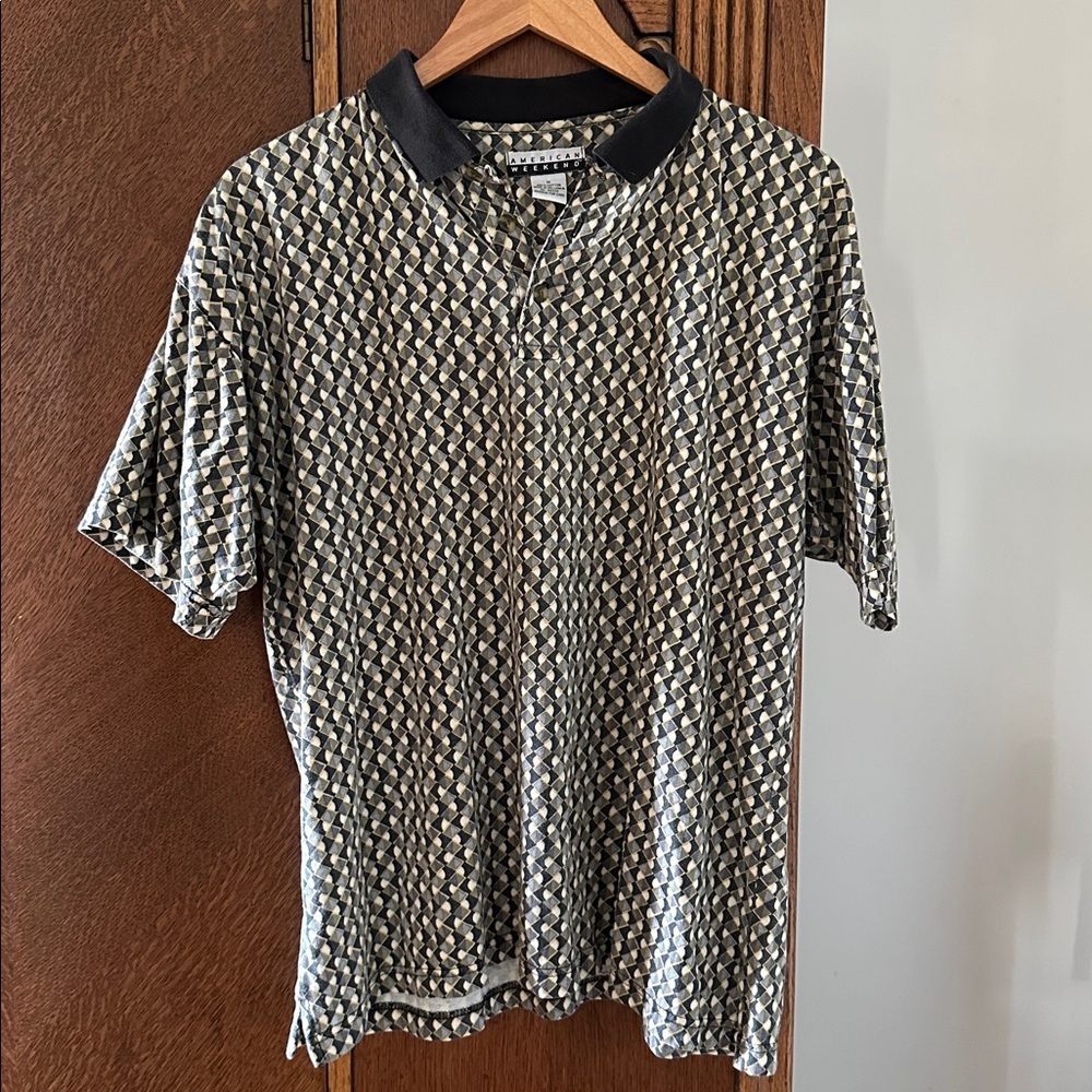American Weekend Vintage Colorblock 90s Mens Shirt Graphic Size Medium